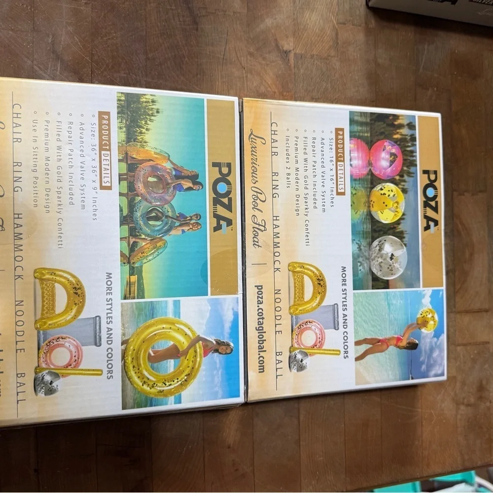 POZA Gold Confetti Beach Balls and Pool Tube Set BRAND NEW Swimming Pool Fun